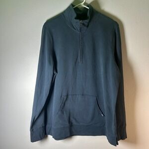 LLBean Womens L REG Navy Blue Cotton Spandex Quarter Zip Pullover Sweatshirt